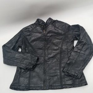 Vintage Cellini | Leather Patchwork Moto Jacket - M